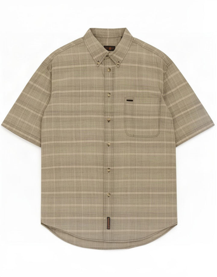 Chemise à manches courtes pour homme Timberland en coton à carreaux kaki moyen