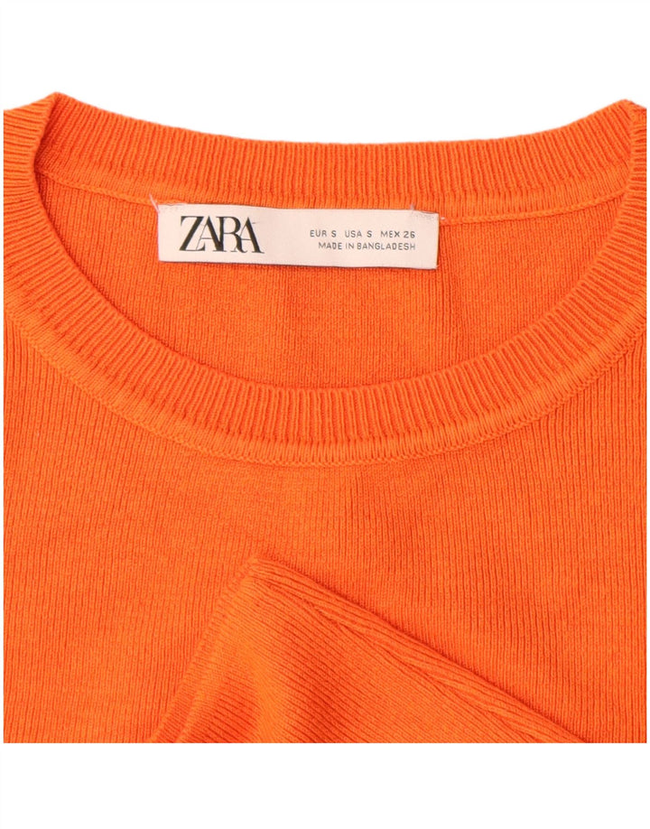 ZARA Pull court à col bateau pour femme UK 8 Small Orange