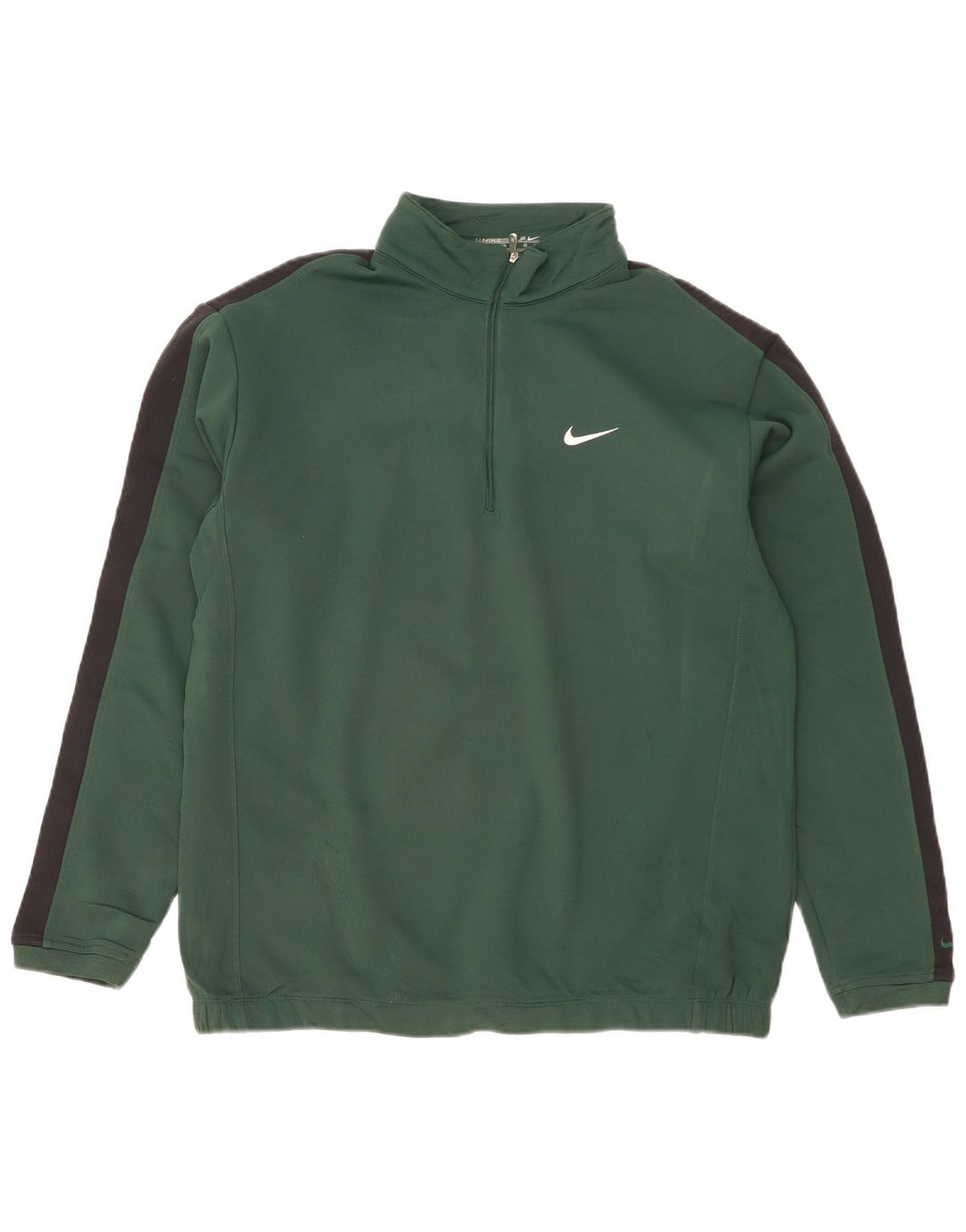 NIKE Sweat-shirt à col zippé pour homme Large Vert Colorblock Polyester