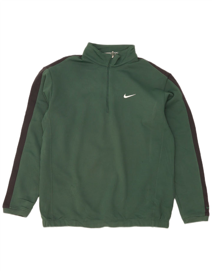 NIKE Sweat-shirt à col zippé pour homme Large Vert Colorblock Polyester