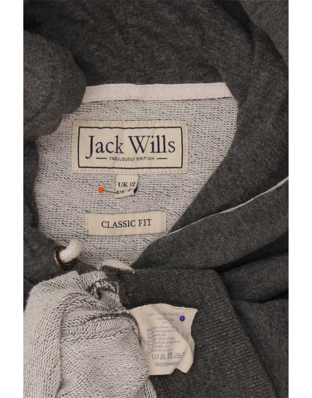 Jack Wills Sweat-shirt graphique coupe classique pour femme UK 12 Gris moyen