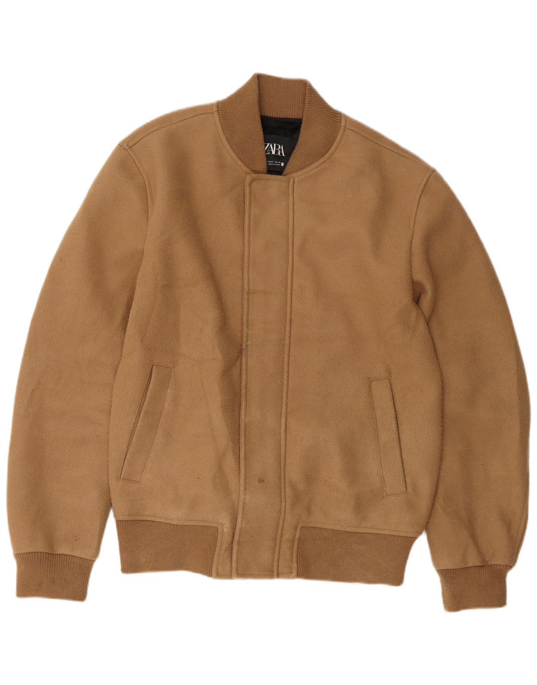 Zara Veste Bomber Homme UK 38 Polyester Marron Moyen