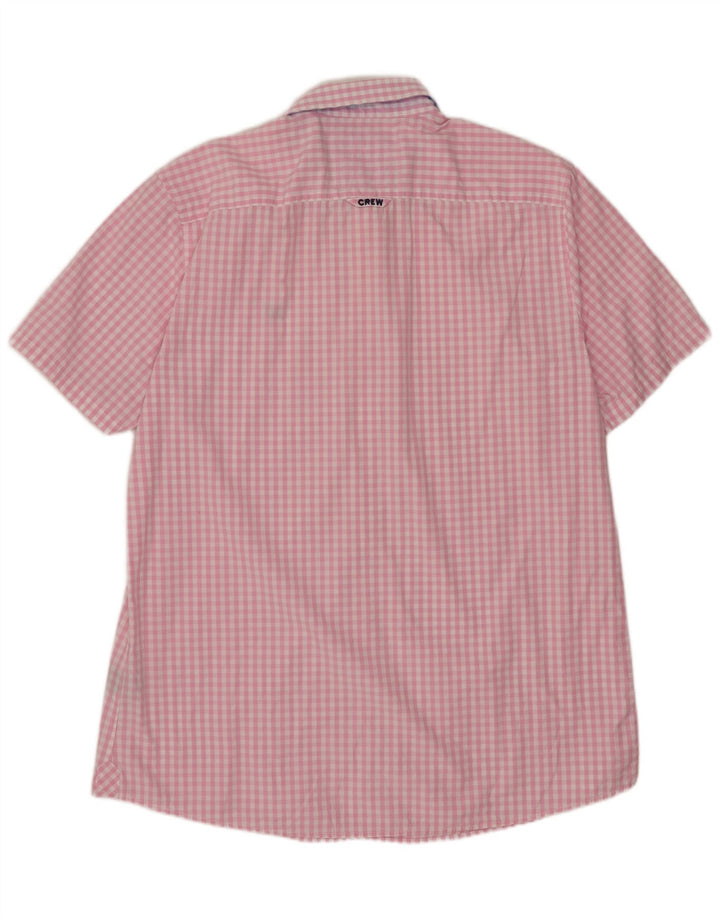 J. CREW Chemise à manches courtes pour homme XL en coton vichy rose