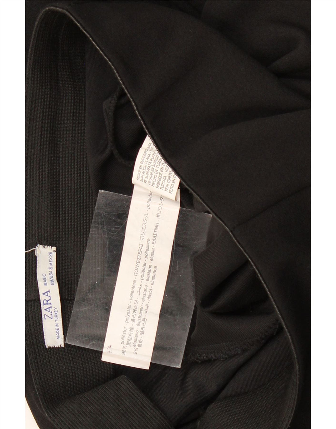 Pantalon Capri Jambe Large Femme ZARA Petit W26 L20 Noir Polyester