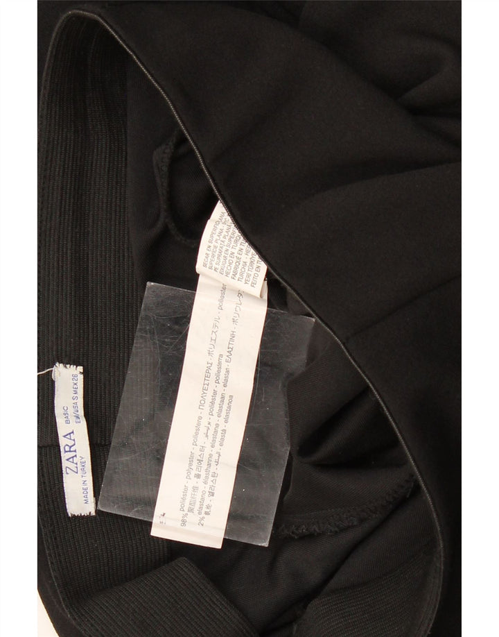 Pantalon Capri Jambe Large Femme ZARA Petit W26 L20 Noir Polyester