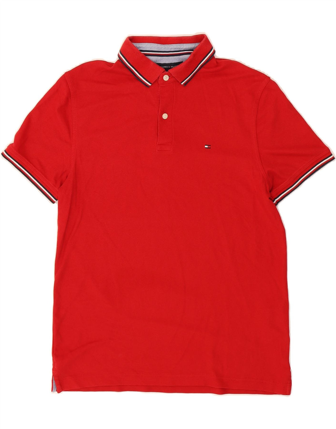 TOMMY HILFIGER Mens Polo Shirt Medium Red Cotton Vintage Tommy Hilfiger and Second-Hand Tommy Hilfiger from Messina Hembry 