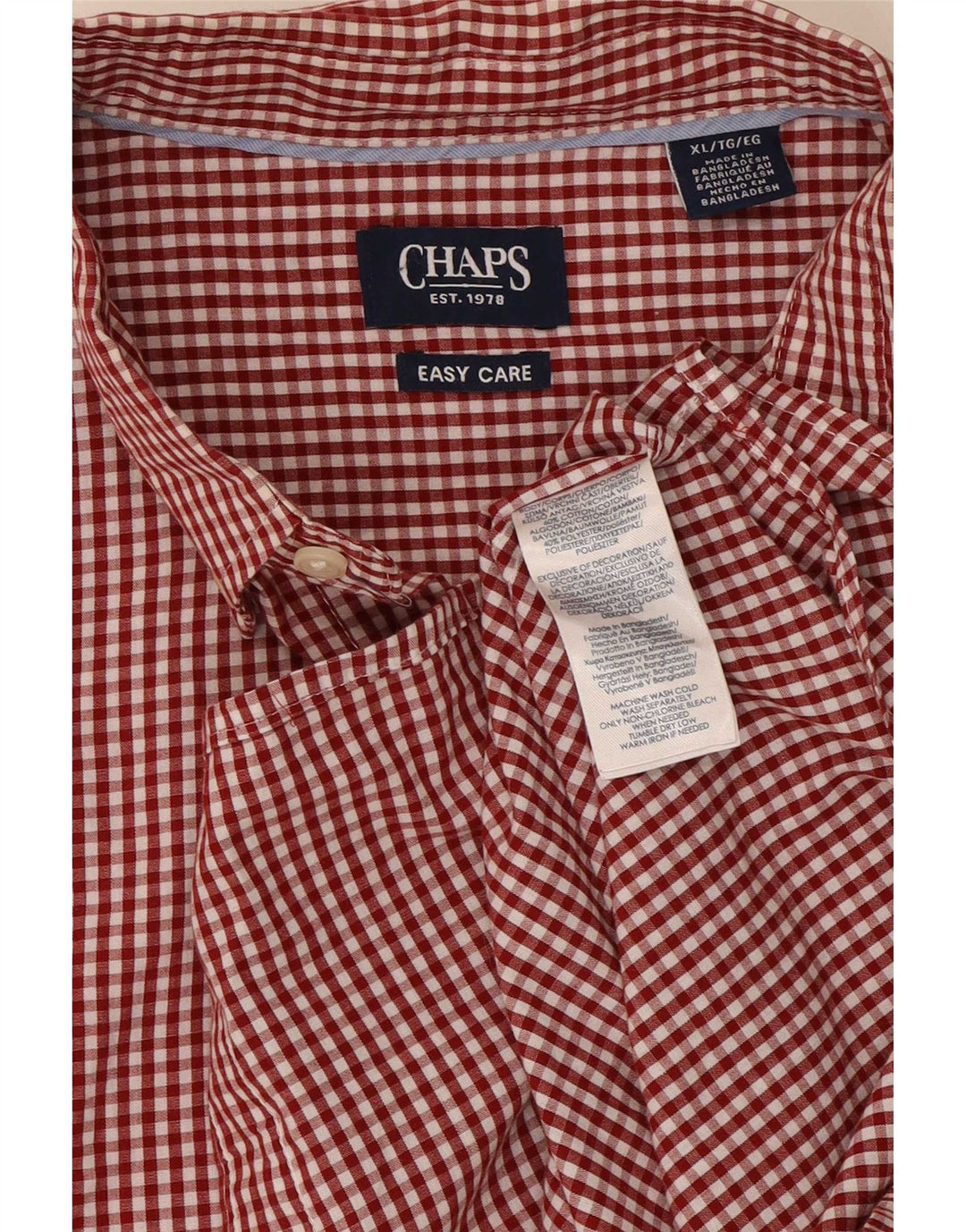 Chaps Chemise Homme XL Rouge Vichy Coton