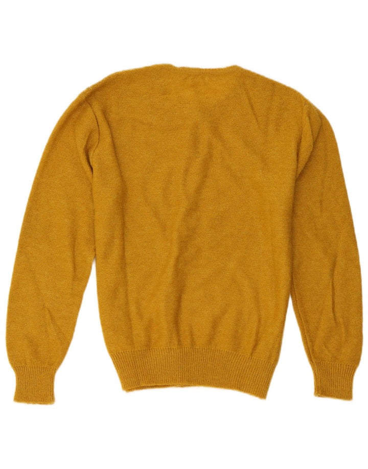 vintage Femme Cardigan Pull UK 14 Jaune Moyen
