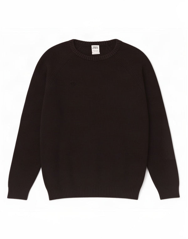 Zara Pull Col Bateau Homme XL Noir Coton