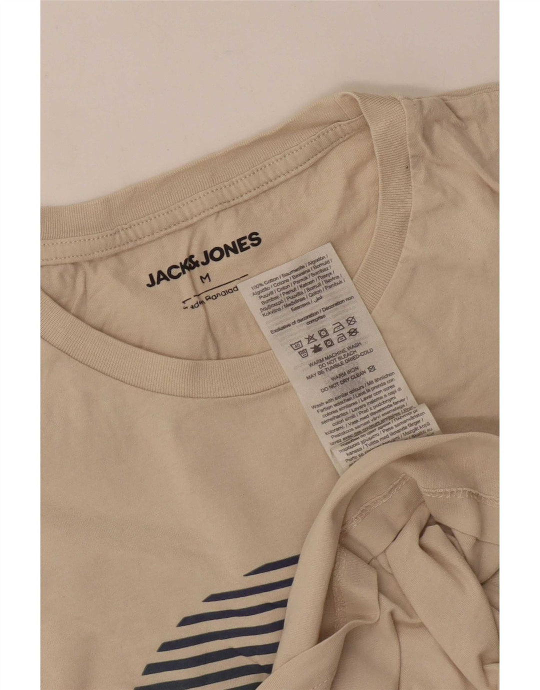 Jack & Jones T-Shirt Graphique Homme Blanc Cassé Moyen Coton