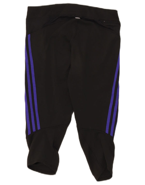 Adidas Femmes Climalite Capri Leggings UK 14 Moyen Noir Polyester