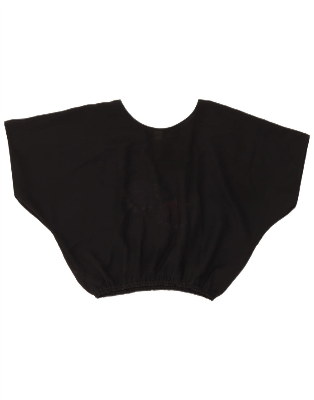 VINTAGE Femmes Crop Batwing Blouse Top UK 18 XL Noir Floral Polyester