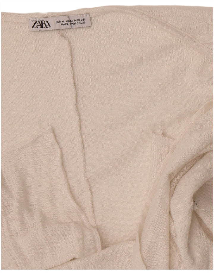 Zara Chemisier sans manches pour femme UK 12 Medium Blanc moucheté