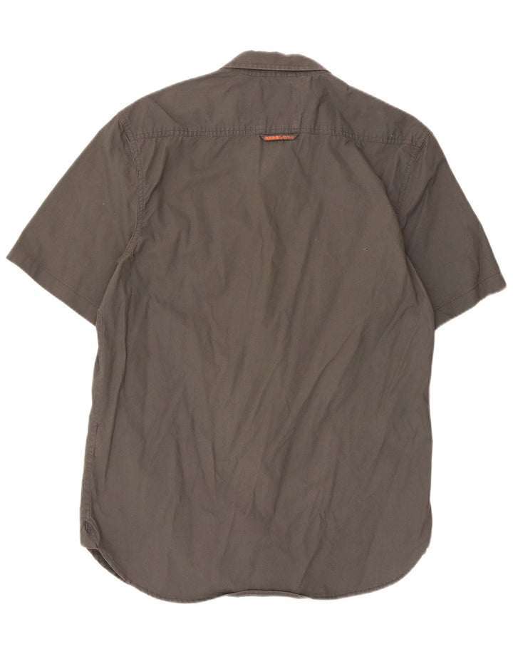 Superdry Chemise militaire à manches courtes pour hommes, grand coton gris