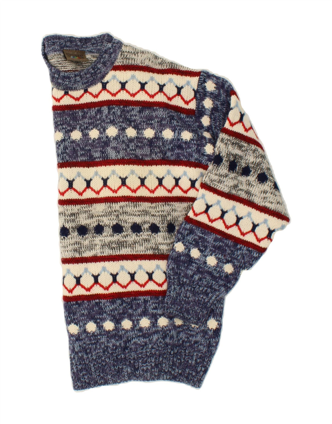 SEVRES Pull col rond homme IT 50 laine Fair Isle bleu moyen