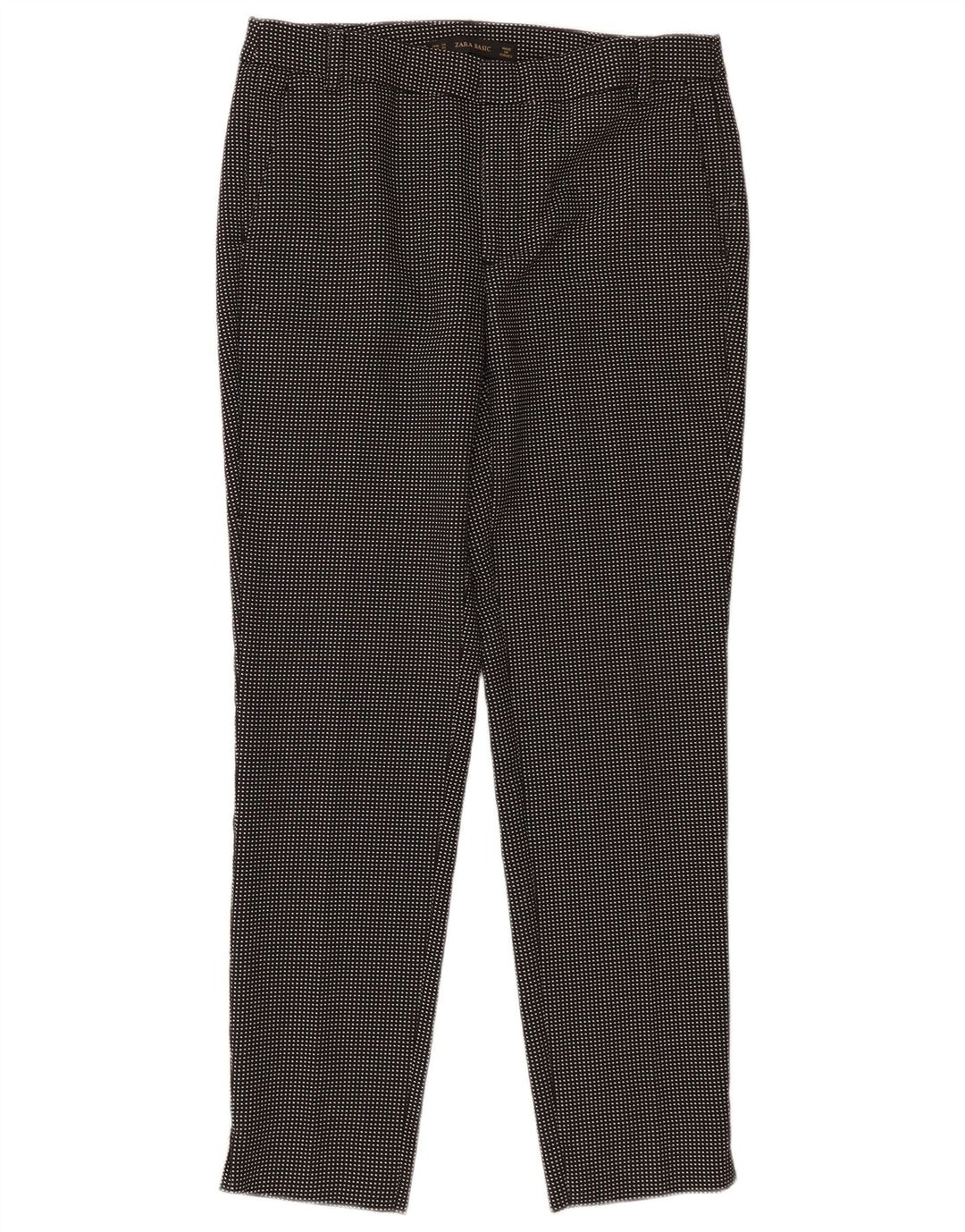 Zara Pantalon chino basique fuselé pour femme EU 34 2XS W24 L27 Noir à carreaux