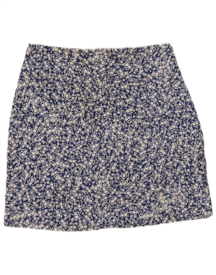 Zara Femme Mini Jupe Petit W26 Bleu Floral Polyester