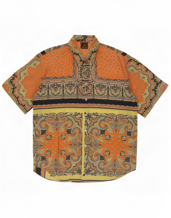 Navigare Chemise à manches courtes pour homme XL Orange Paisley Coton