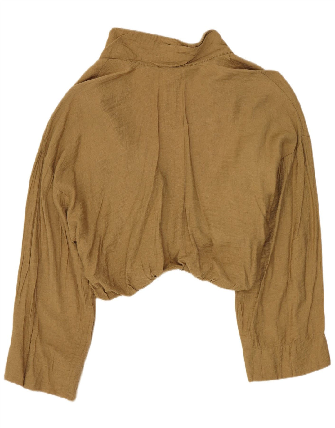Zara Womens Crop Blouse Top UK 16 Large Kaki Viscose
