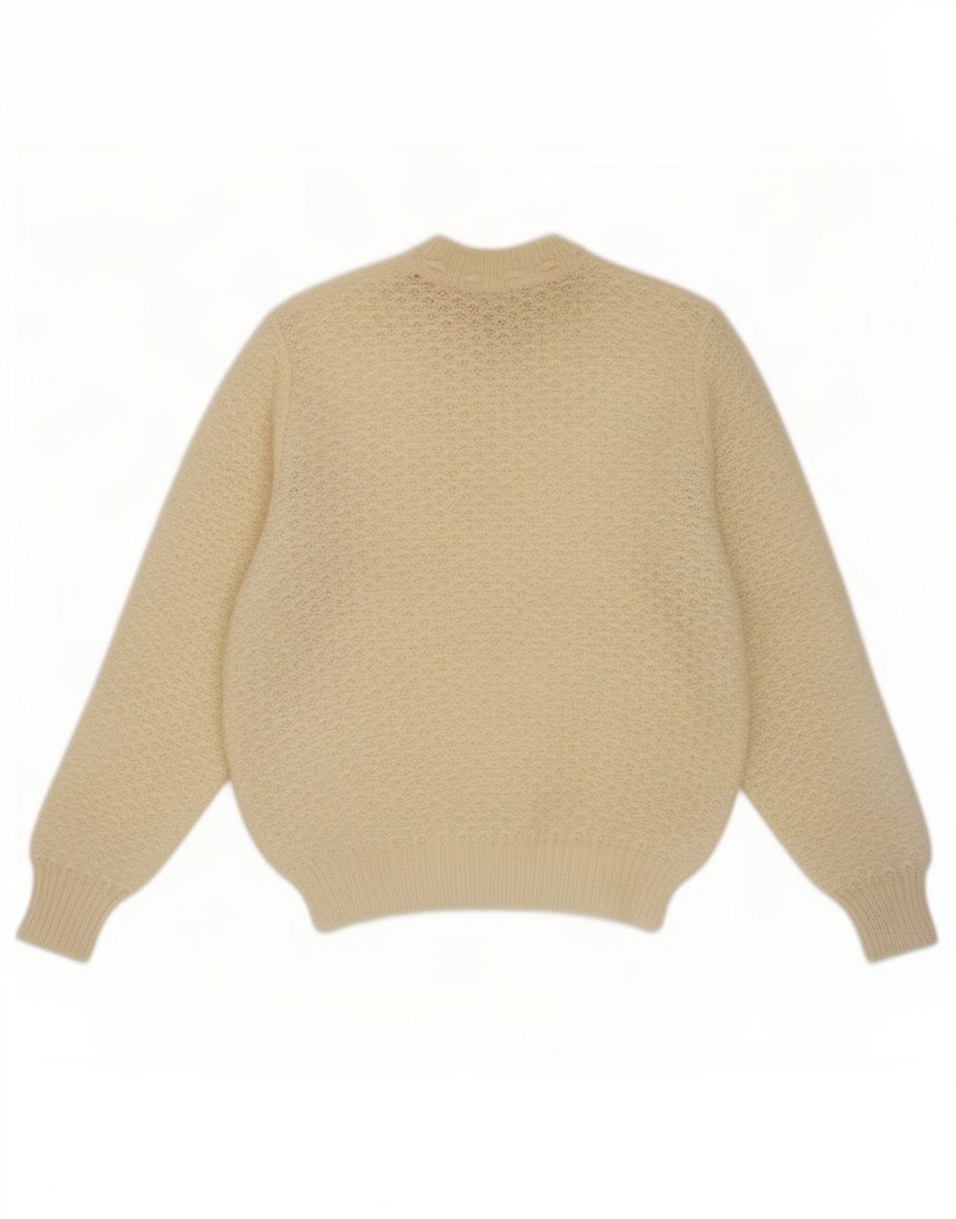 vintage Femme Crew Neck Jumper Pull UK 14 Beige Moyen