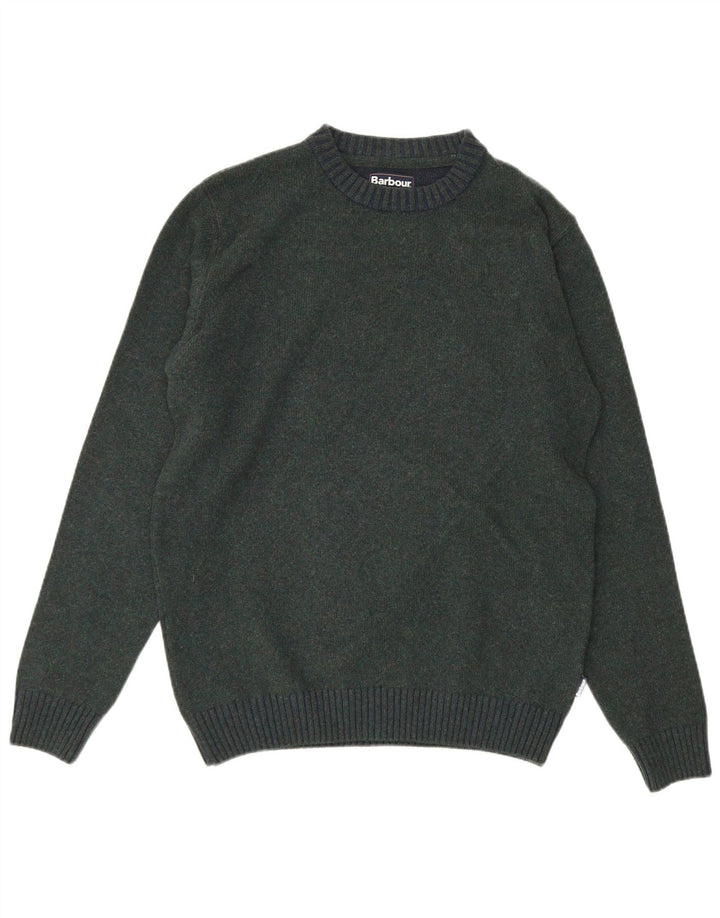 Barbour Pull à col rond pour homme en laine color block vert