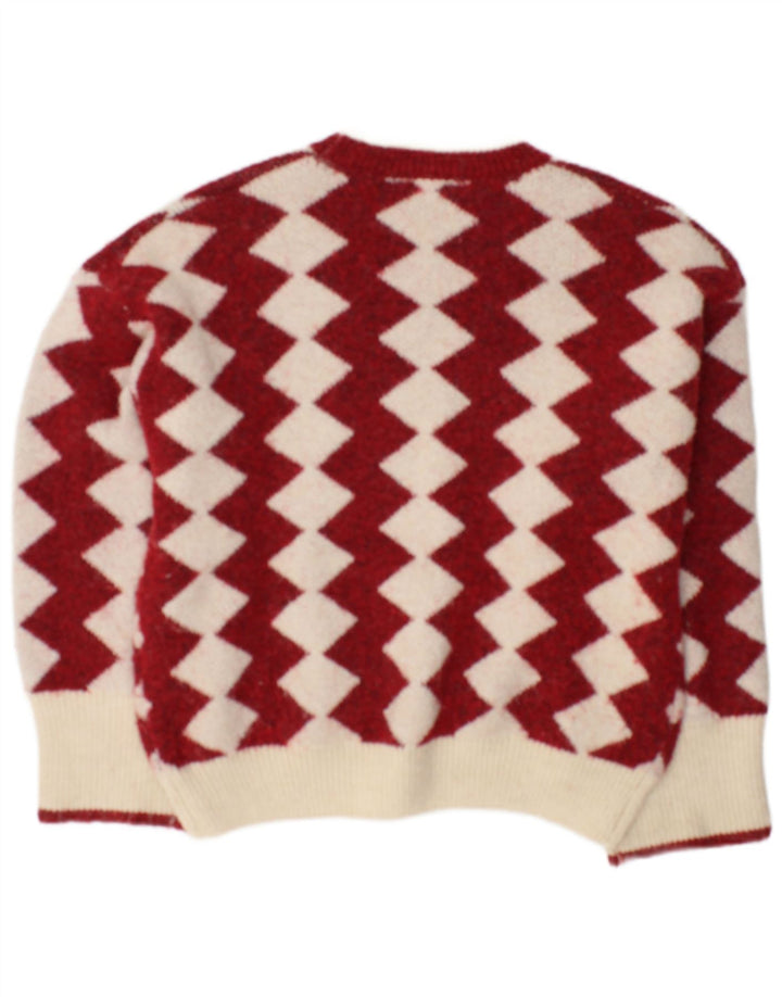 Oasis Pull surdimensionné à col rond pour femme UK 10 Petit Rouge Géométrique