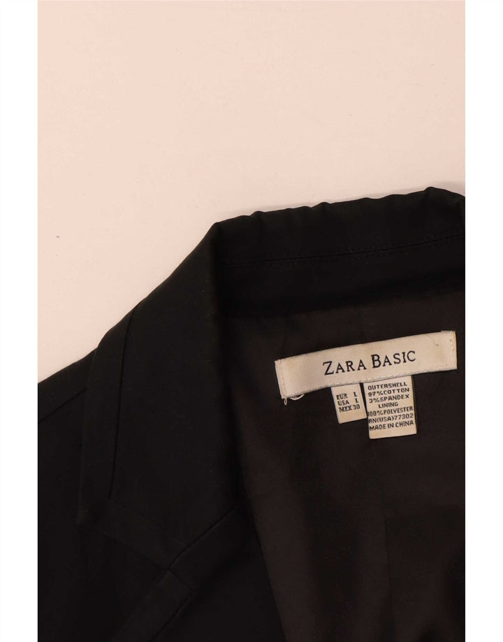 Zara Veste Blazer 2 Boutons Femme UK 14 Grand Coton Noir