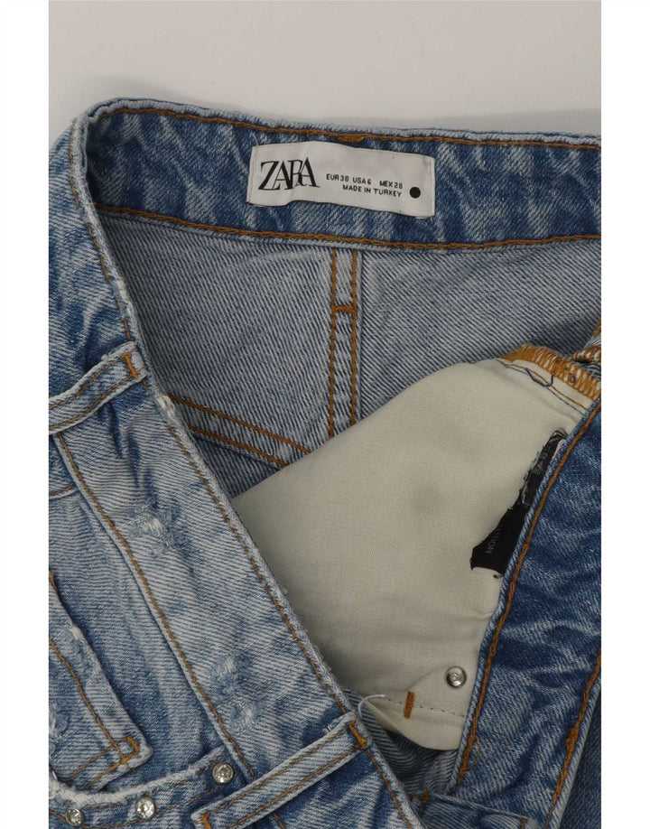 Zara Short en jean pour femme EU 38 Small W28 Bleu