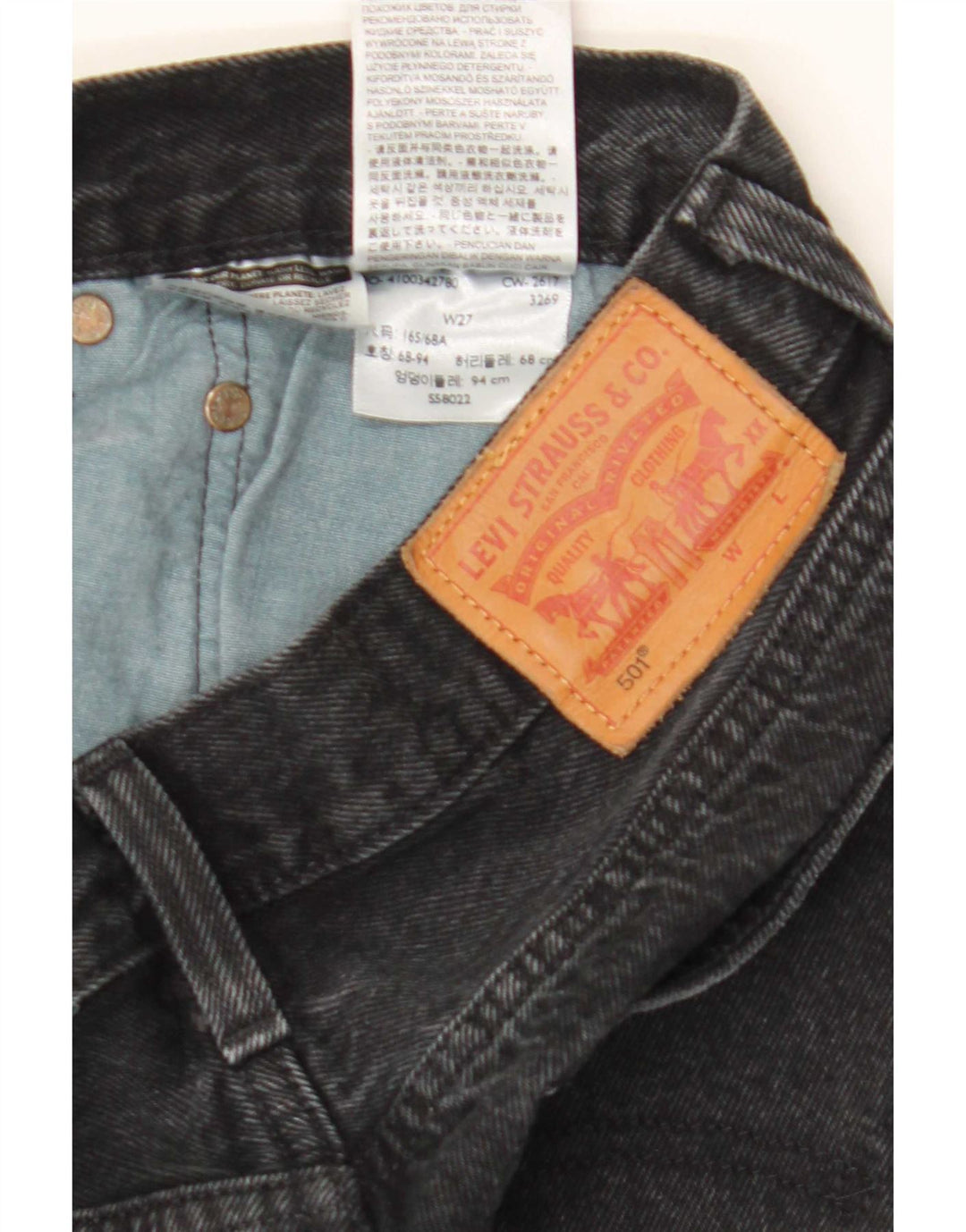 Levi's Short en Jean 501 Femme W27 Small Noir Coton