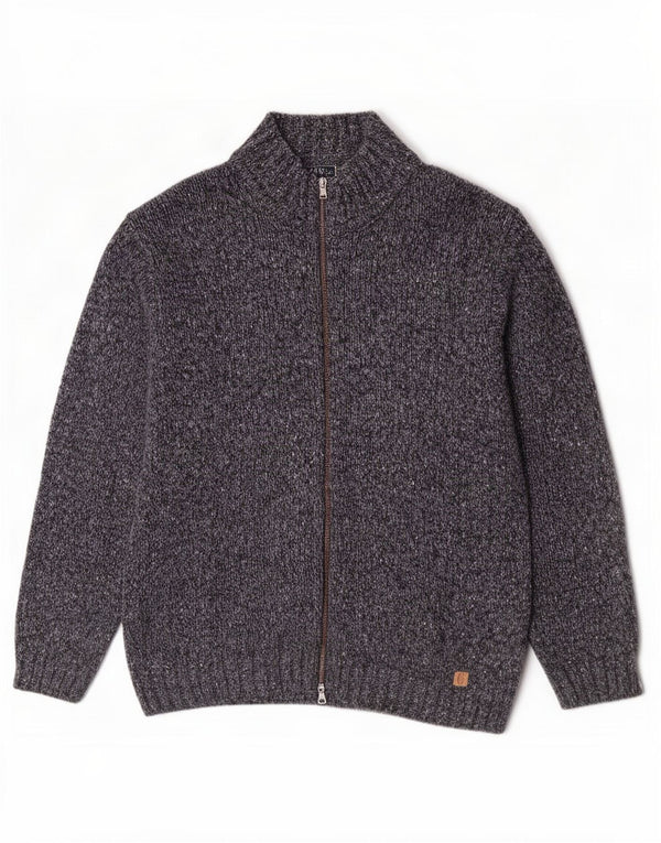 Conte of Florence Cardigan zippé pour homme XL Bleu marine moucheté