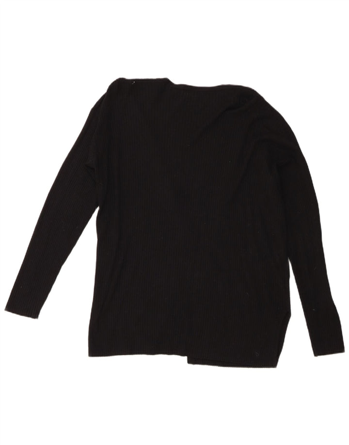 Marks & Spencer Pull Cardigan Ouvert pour Femme UK 14 Viscose Noir Moyen