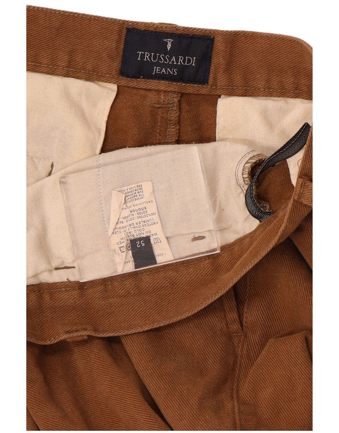 TRUSSARDI Pantalon Chino Droit Homme IT 52 XL W34 L31 Marron Coton