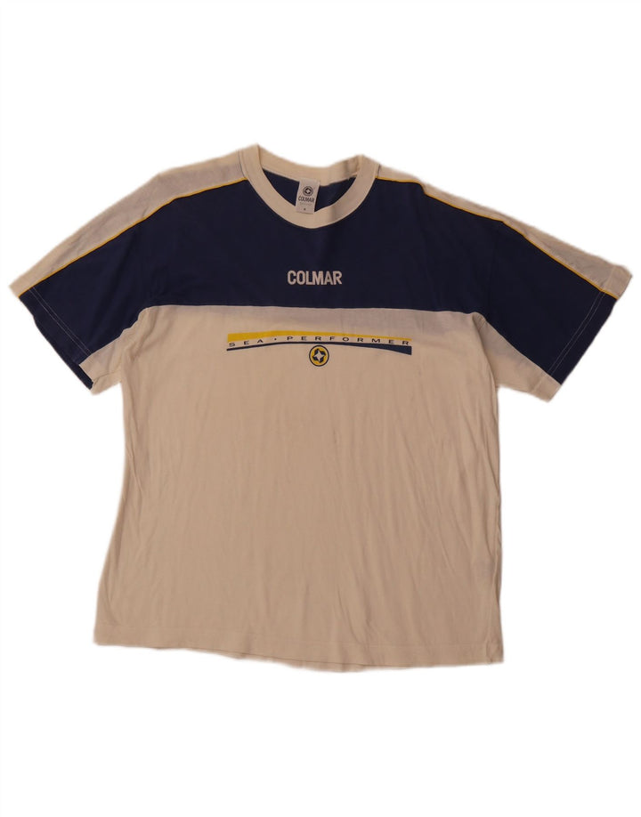 COLMAR T-Shirt Graphique Homme Blanc Colorblock Coton Sports