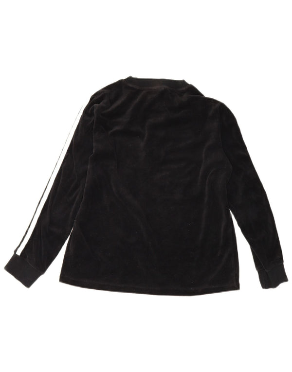 Adidas Haut à manches longues en velours pour femme UK 12 Coton noir moyen
