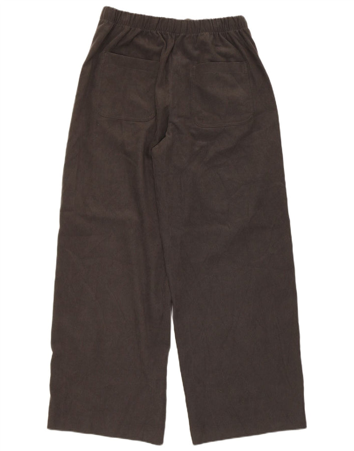 ZARA Pantalon Chino Large Femme UK 12 Gris Moyen Polyester