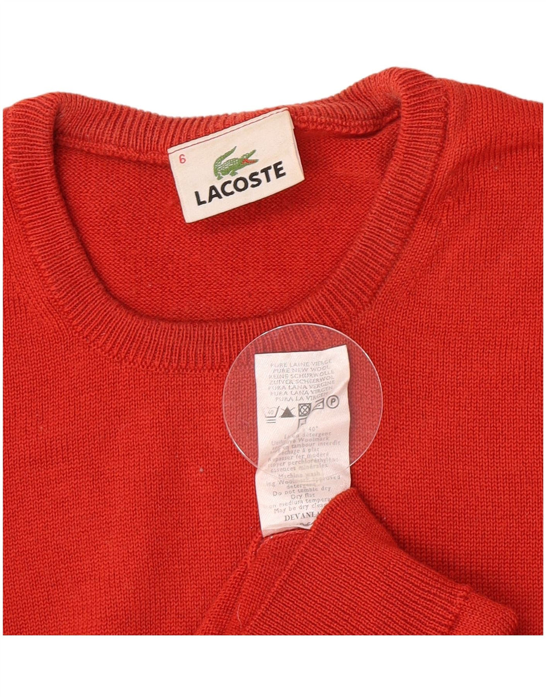 Lacoste Pull ras du cou pour homme Taille 6 XL Laine vierge rouge