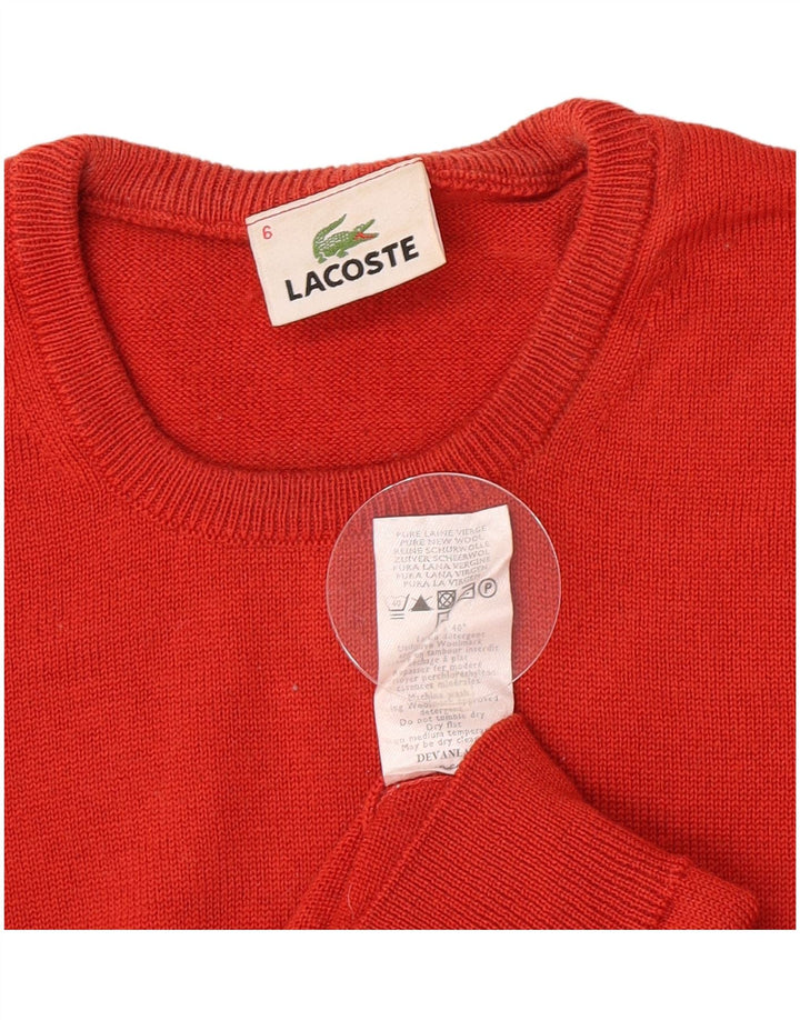 Lacoste Pull ras du cou pour homme Taille 6 XL Laine vierge rouge
