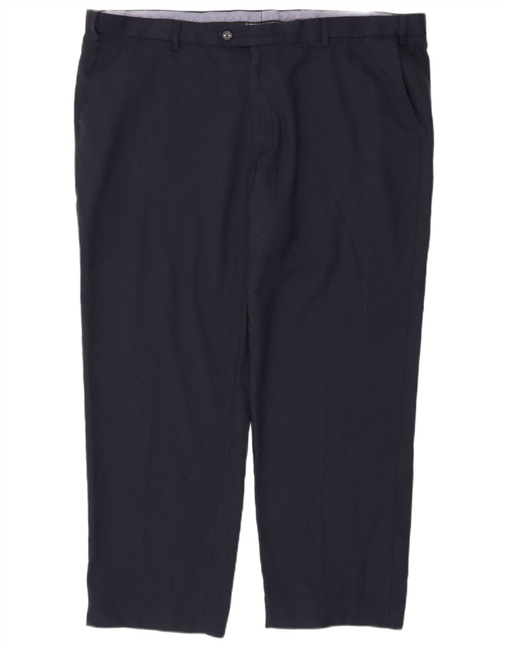 Marks & Spencer Pantalon de costume coupe classique pour homme W46 L31 Bleu marine Polyester