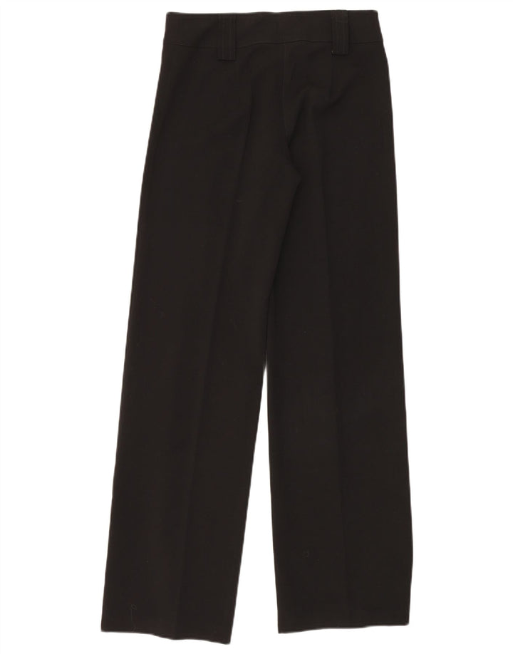 VINTAGE Pantalon de Costume Droit Femme Petit W27 L32 Noir Polyester