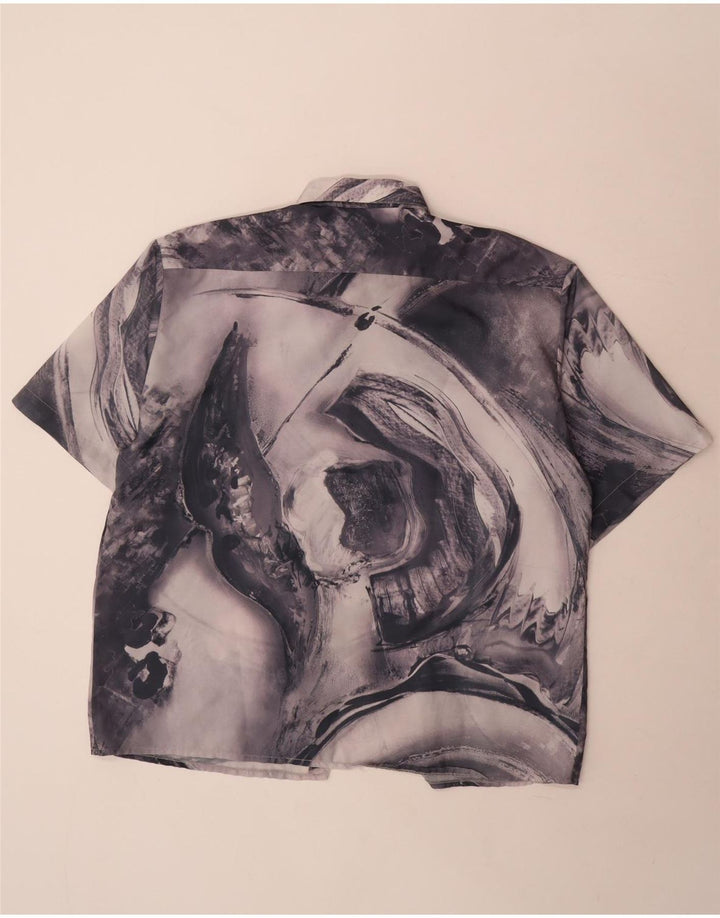 Chemise à manches courtes Vintage pour hommes, motif abstrait, gris XL