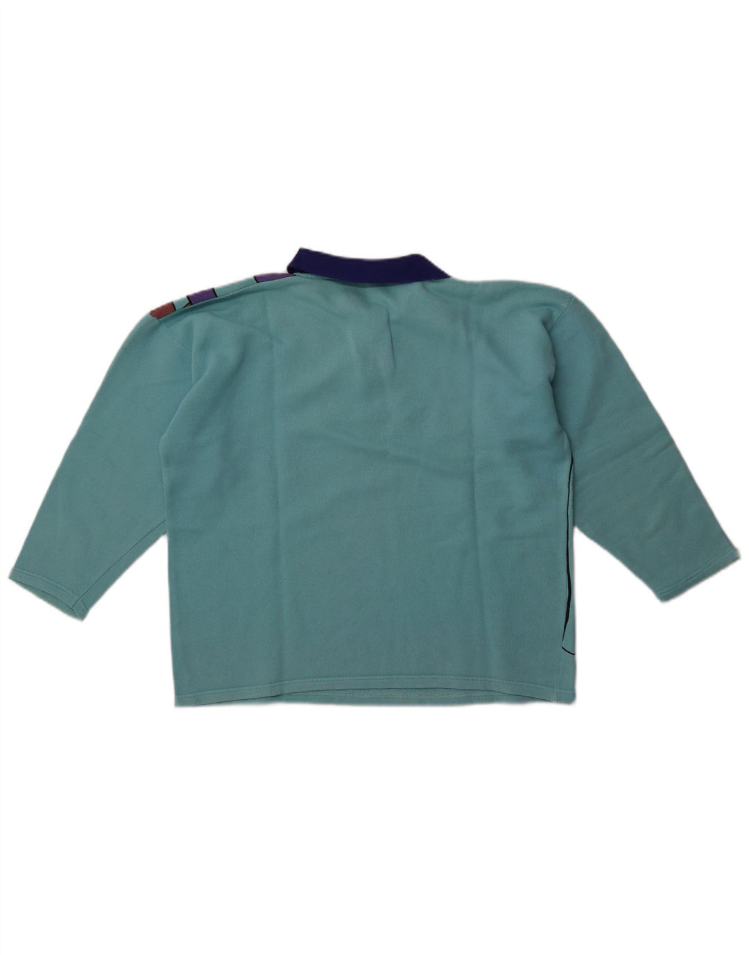 vintage Femmes Surdimensionné 3/4 Manches Sweatshirt Jumper UK 14 Bleu Moyen