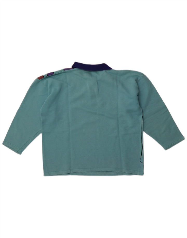 vintage Femmes Surdimensionné 3/4 Manches Sweatshirt Jumper UK 14 Bleu Moyen