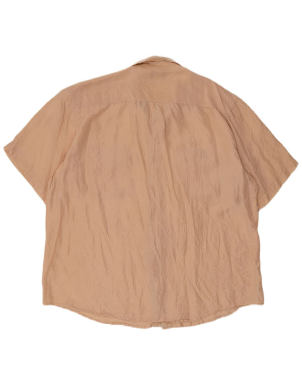 Pura Seta Chemise à manches courtes pour homme Coupe régulière XL Beige Soie