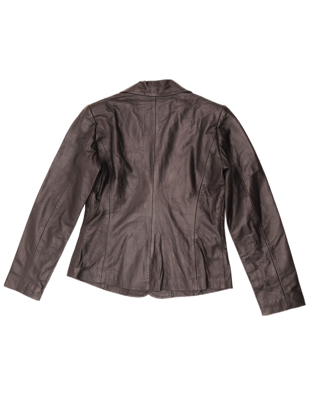 vintage Femmes 2 Bouton Veste Blazer En Cuir UK 10 Petit Noir