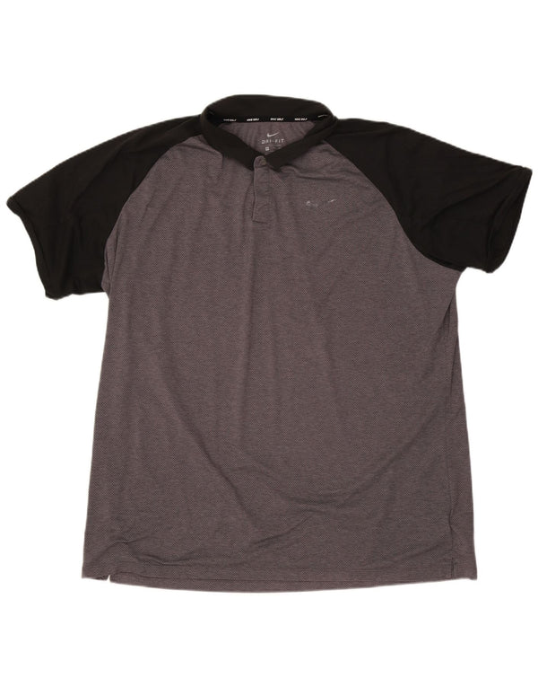 Nike Polo Dri Fit pour homme 2XL Gris Colorblock Polyester