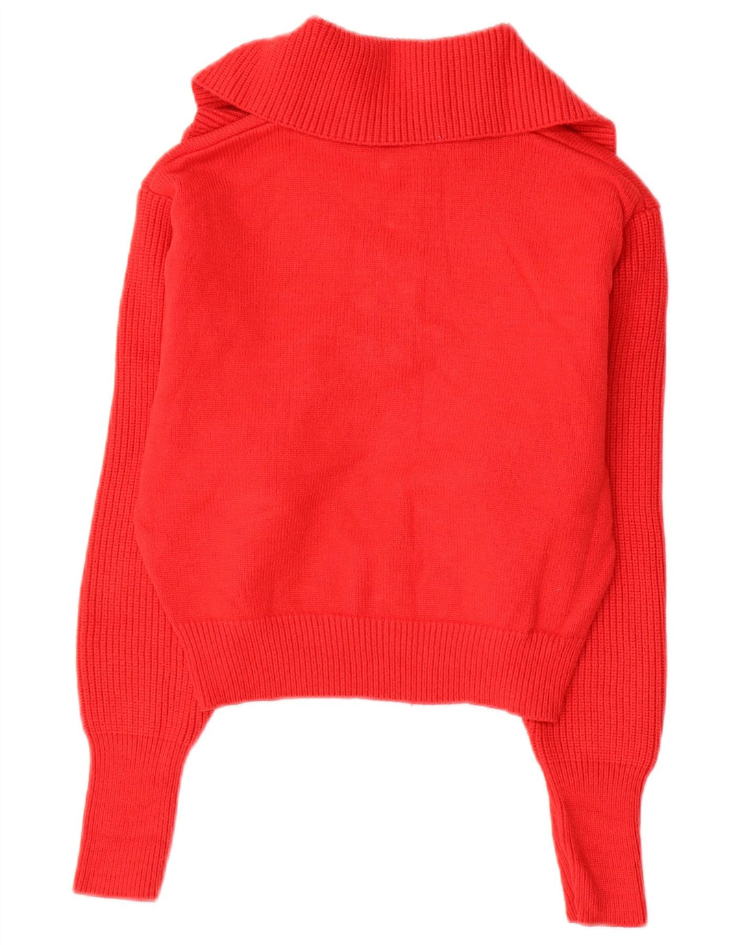 ZARA Pull court à col zippé pour femme UK 14 Viscose rouge moyen