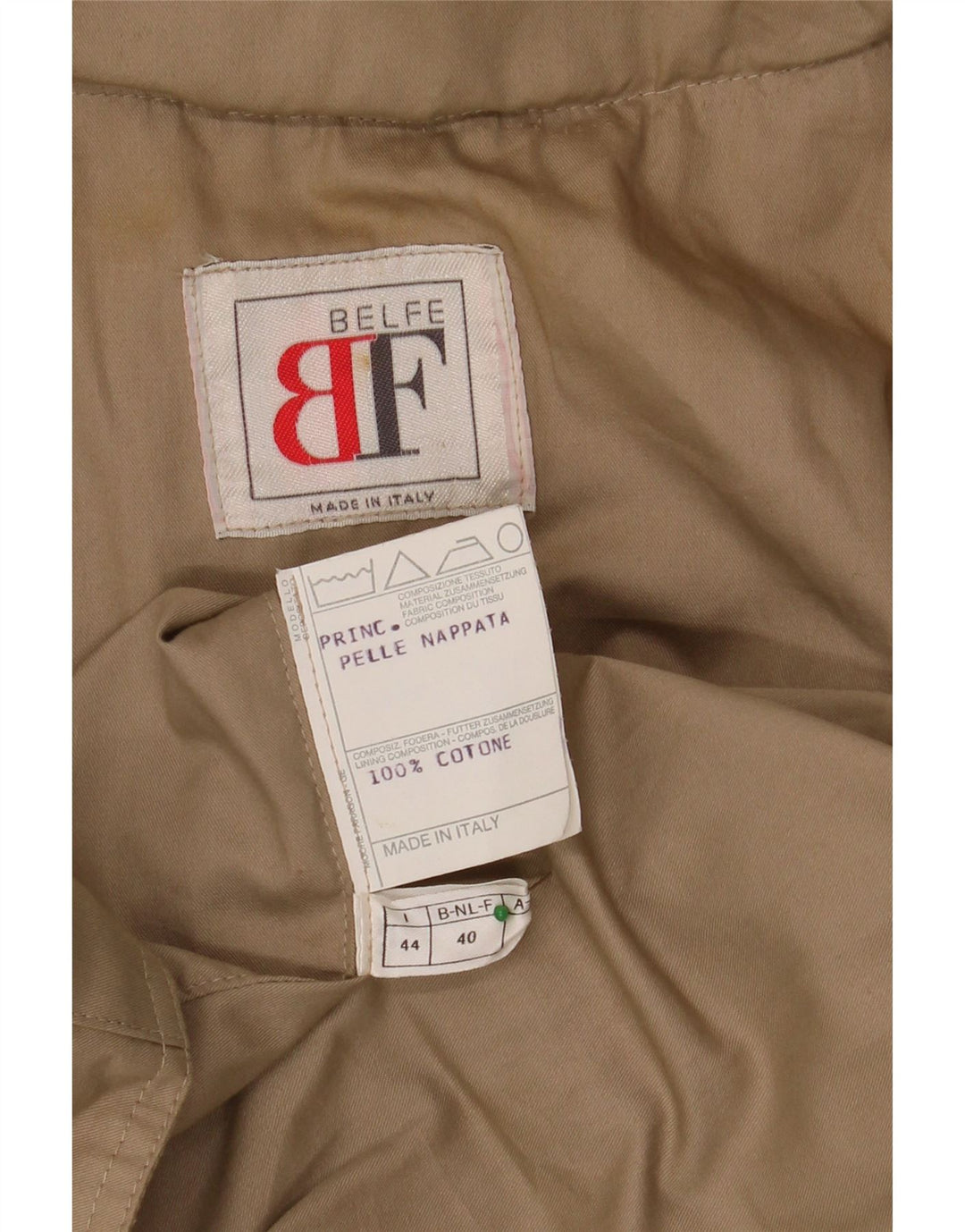 BELFE Veste Coupe Ample Femme IT 44 Cuir Colorblock Beige Moyen