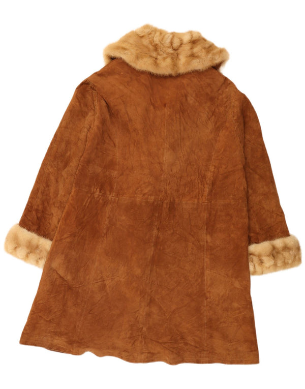 Lavorazione Artigiana Manteau en daim pour femme UK 16 Grand cuir marron