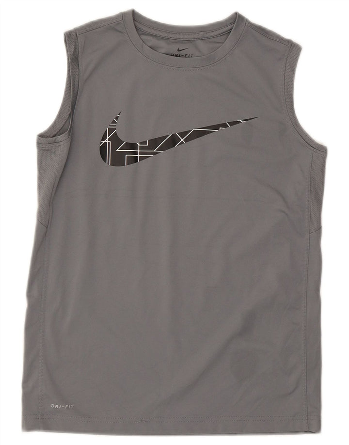 Nike Garçon Dri Fit Graphic Débardeur 12-13 ans Grand Gris Polyester