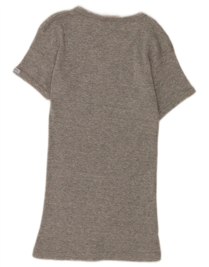 Lee T-Shirt Femme Top UK 8 Small Gris Coton